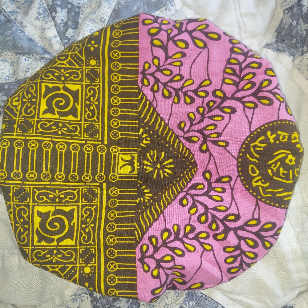 Pink African print bonnet